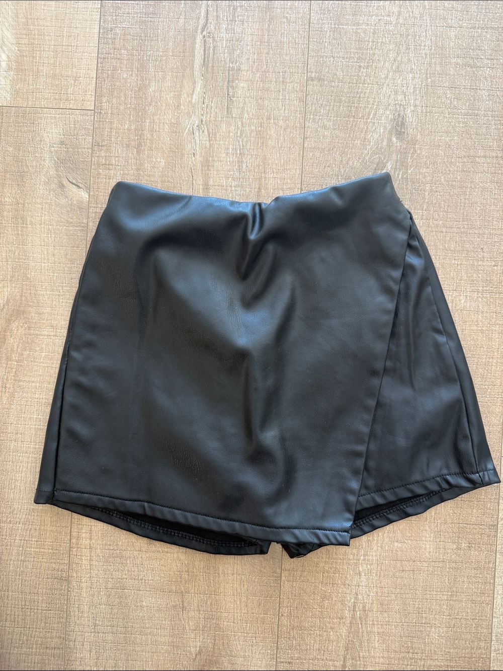 Zara Black Faux Leather girls skort
